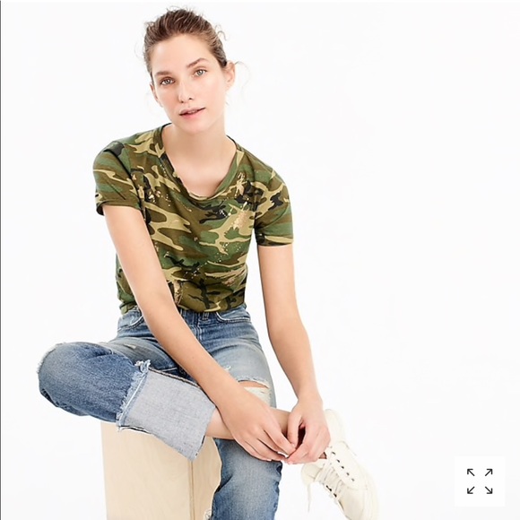 Jcrew Camo Tshirt G835 Nwt Xxs Graphic 